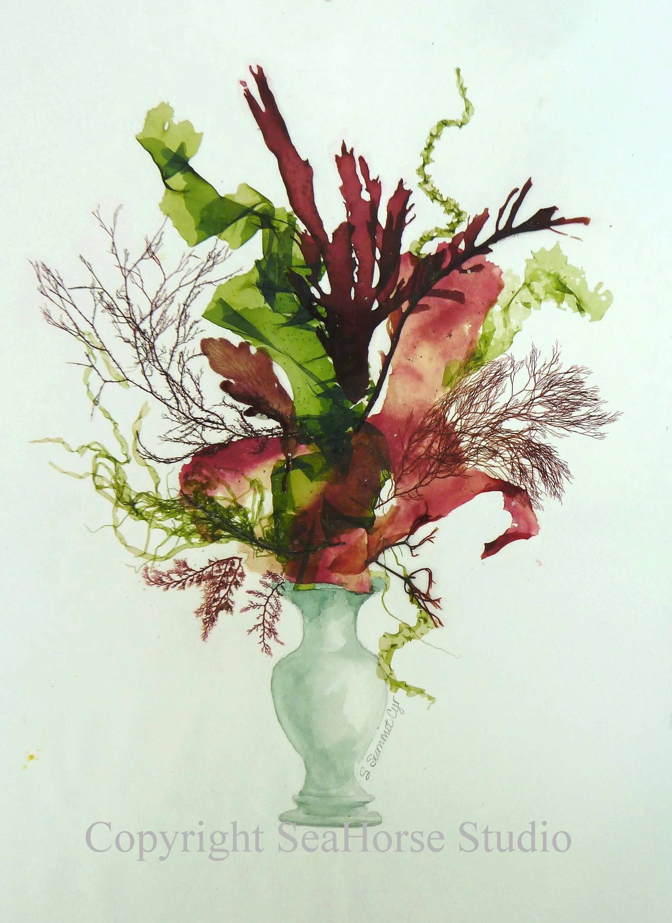 Seaweed Bouquet with green vase