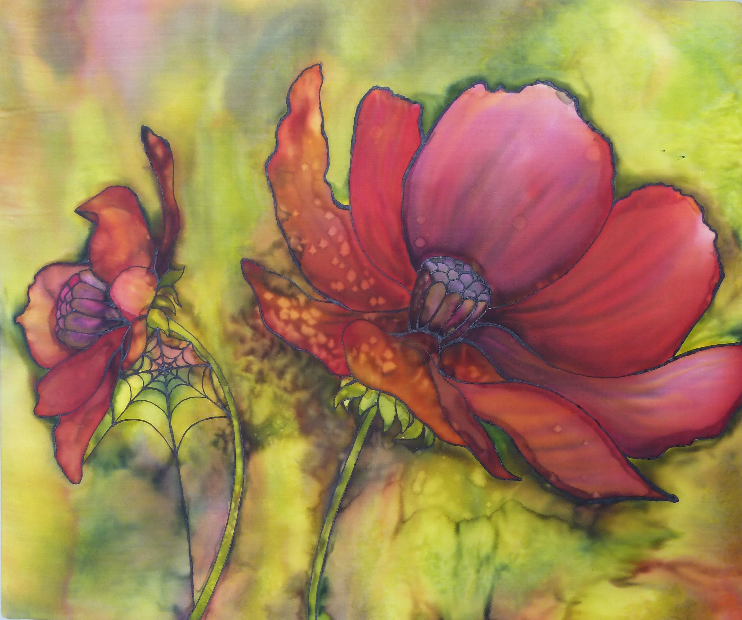 Chocolate Cosmo Silk Painting