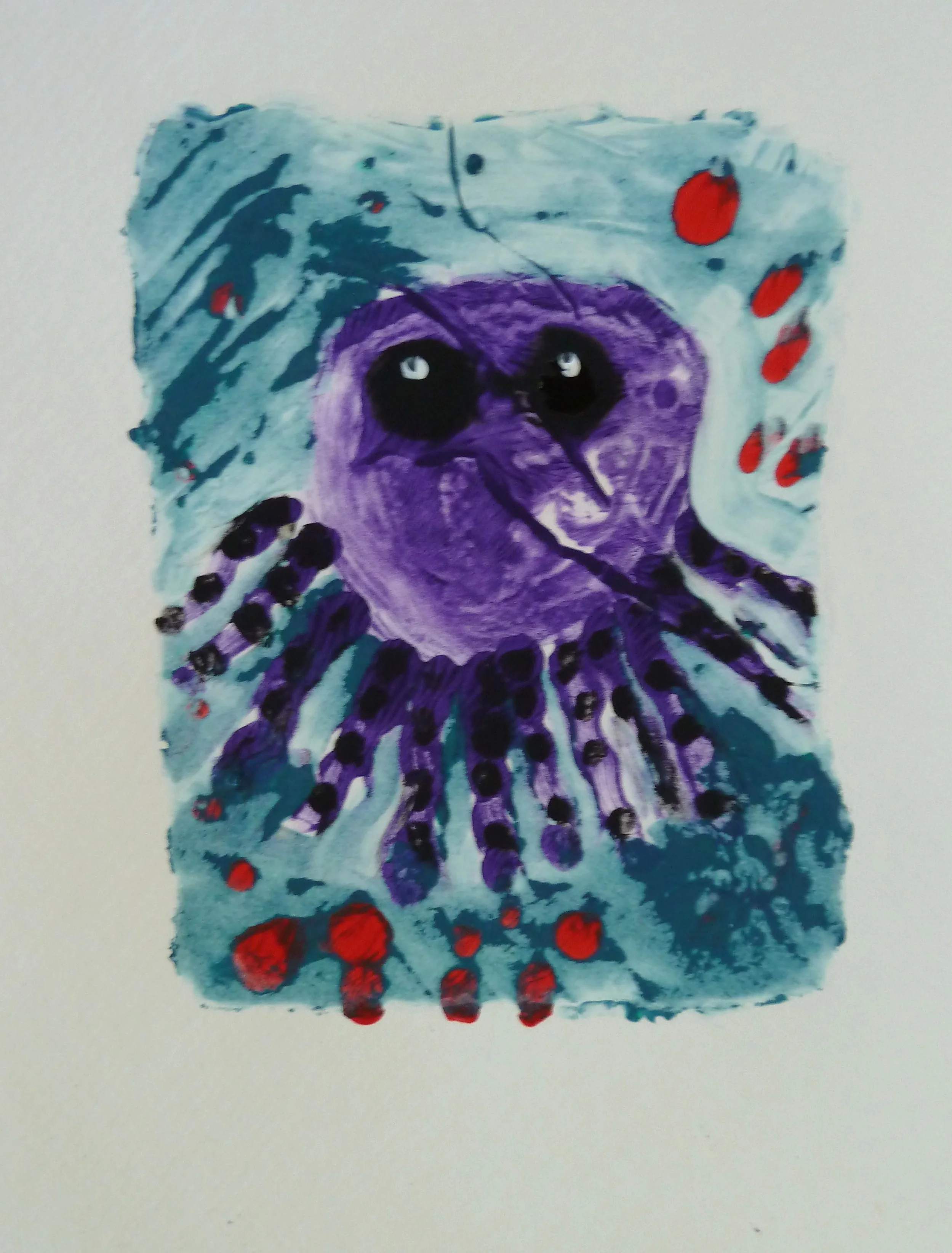 Octopus Monotype from gelatin plate