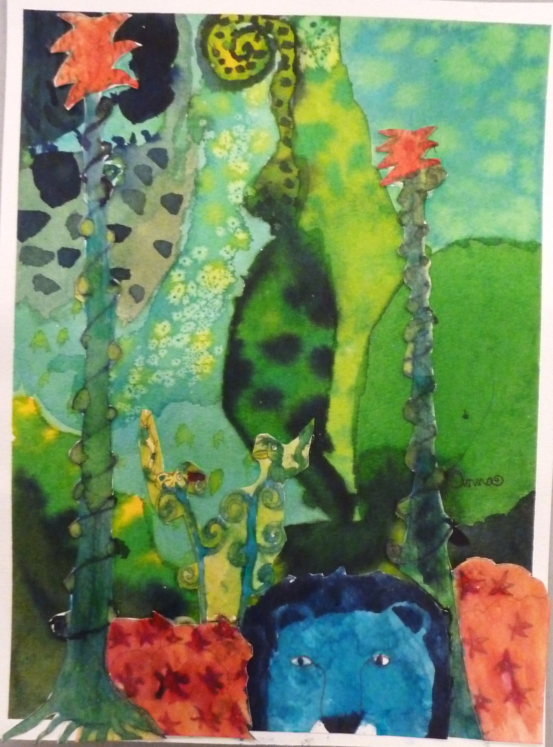 Painted Paper Jungle Collage