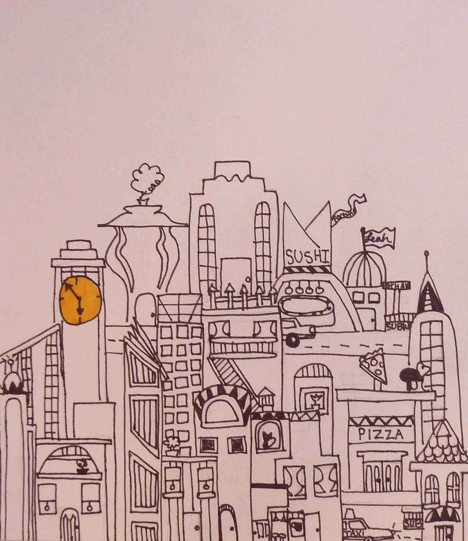 Citiscape Ink Drawing