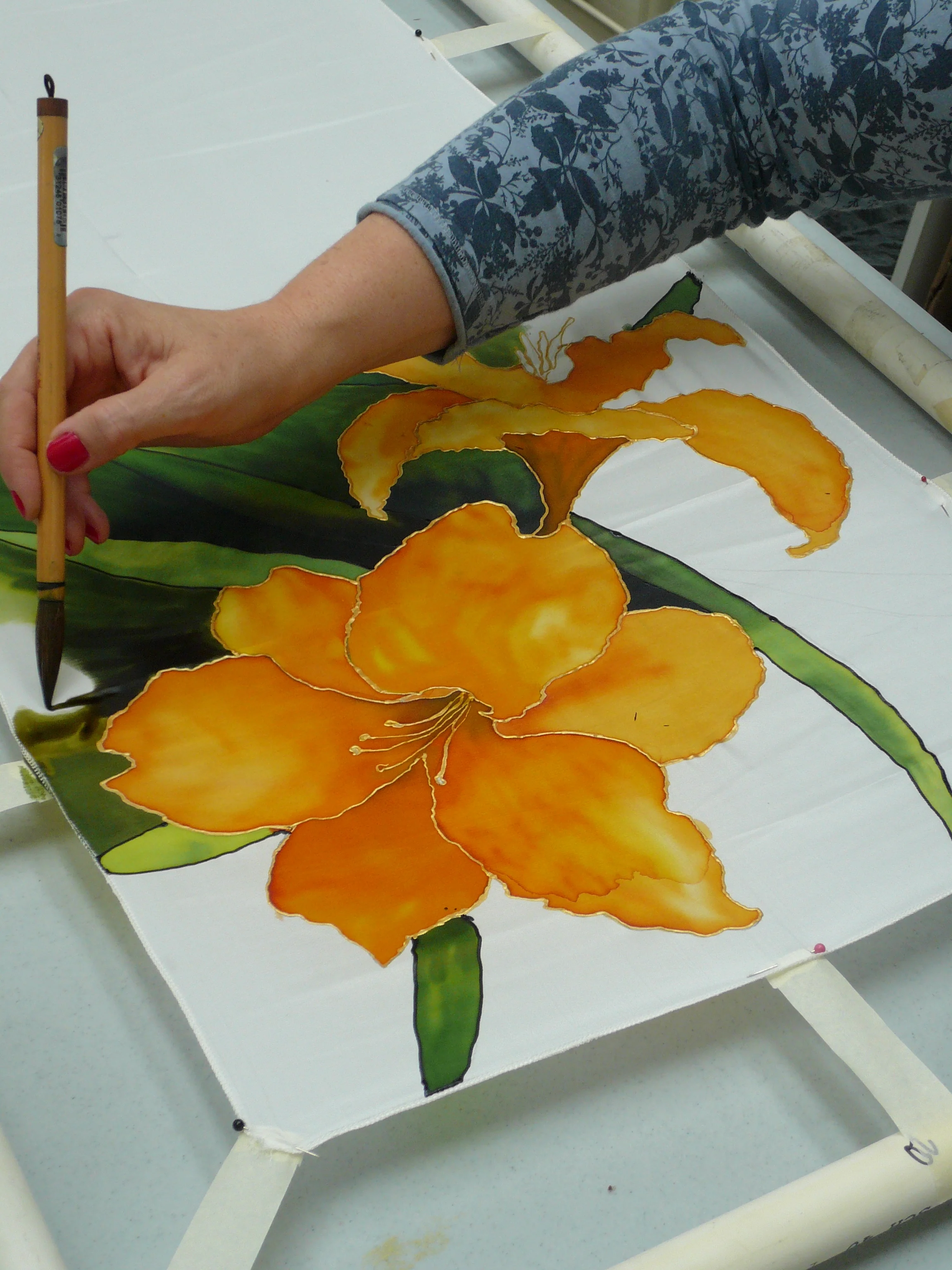 Silk Painting in Progress: "Try It" Workshop