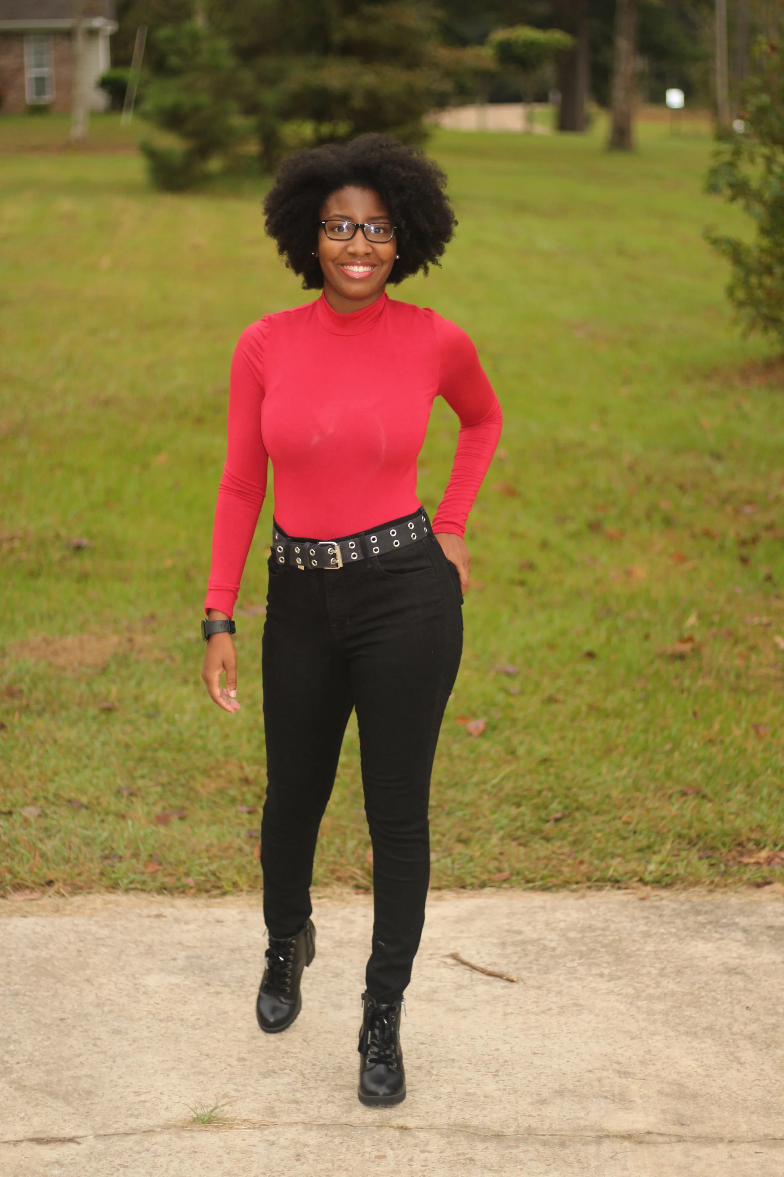 Red Bodysuit + Black Denim: Simplicity 8513