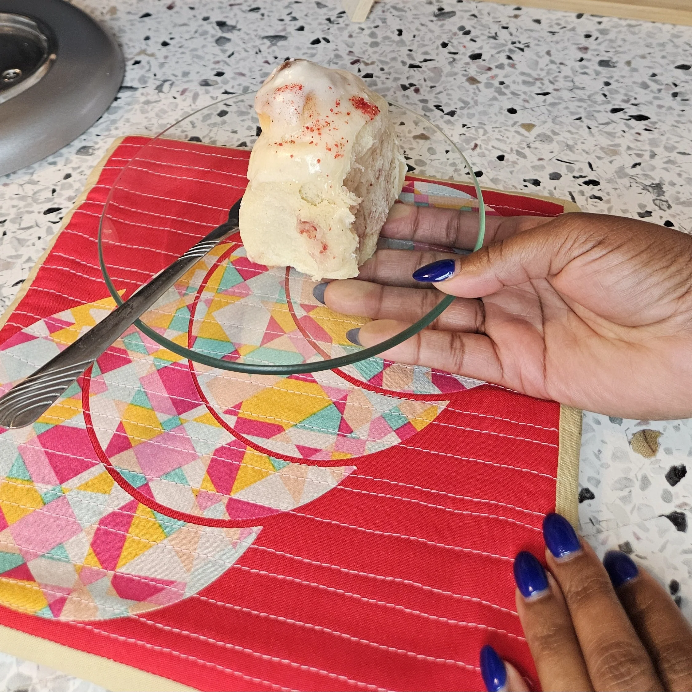 In the Kitchen: A Quilted Hot Pad &amp; Strawberry Cheesecake Sweet Rolls