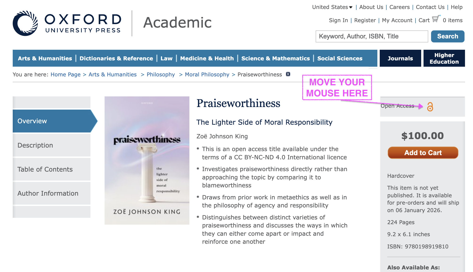 Instructions for how to download Johnson King's book for free