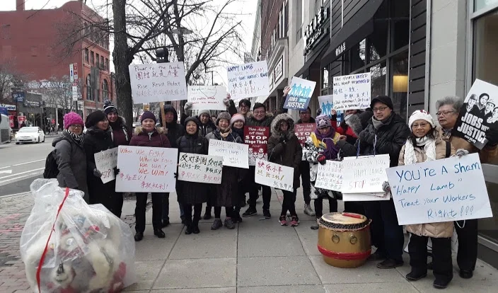 Group photo of workers and allies standing in solidarity to support workers. Rally February 27, 2019