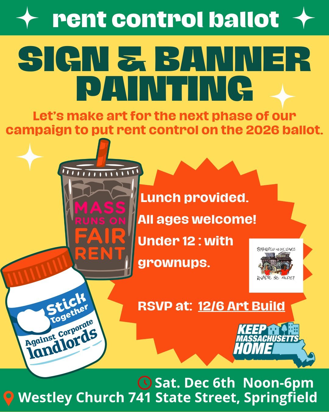 We're really looking forward to adding some creativity to our weekend at this event tomorrow!! Hope to see you there!! 

Here's some more info from event hosts, @springfield_nol and @keepmasshome: 

Let&rsquo;s make the movement for rent control irre