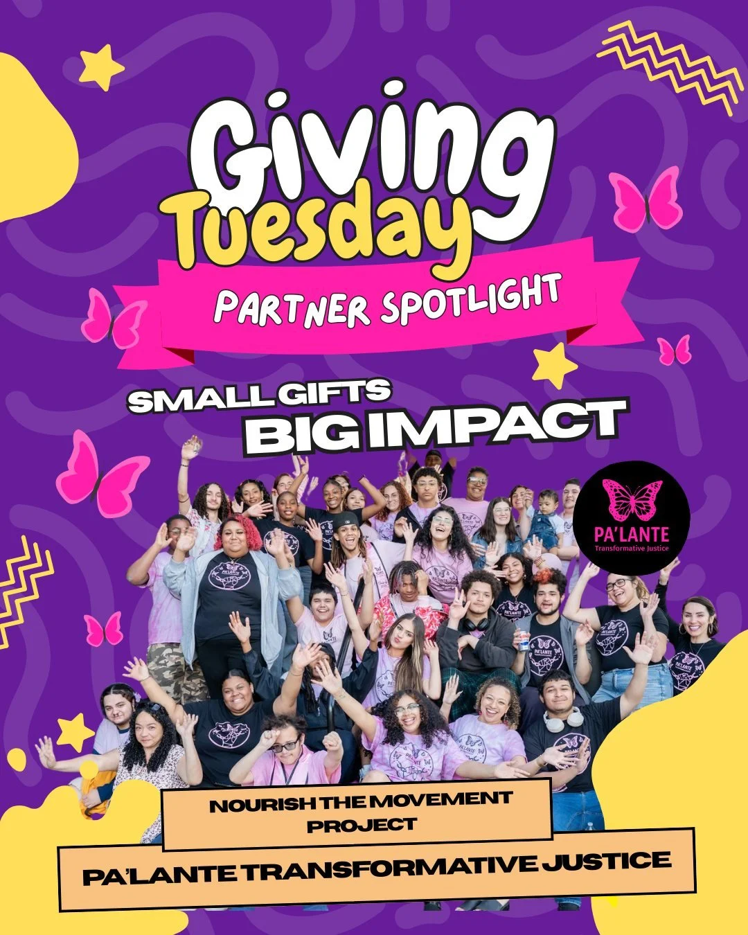 ✨ Partner Spotlight: Pa'lante Transformative Justice ✨

With Giving Tuesday coming up we&rsquo;re uplifting our partners at @palante_tj  and their Nourish the Movement campaign.

🍽️ Your donation can help rebuild the space that feeds the youth leadi