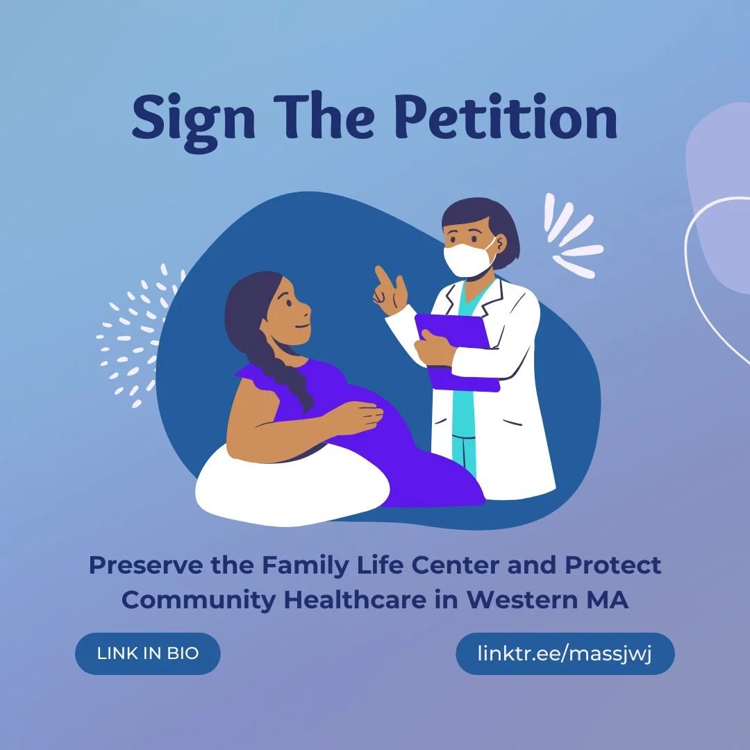 Sign the petition for birthing care access!!!!📋

Our partners are calling on Trinity Health, Mercy Medical Center, and the Healey Administration to keep Springfield's Family Life Center open and protect uninterrupted reproductive and newborn care fo