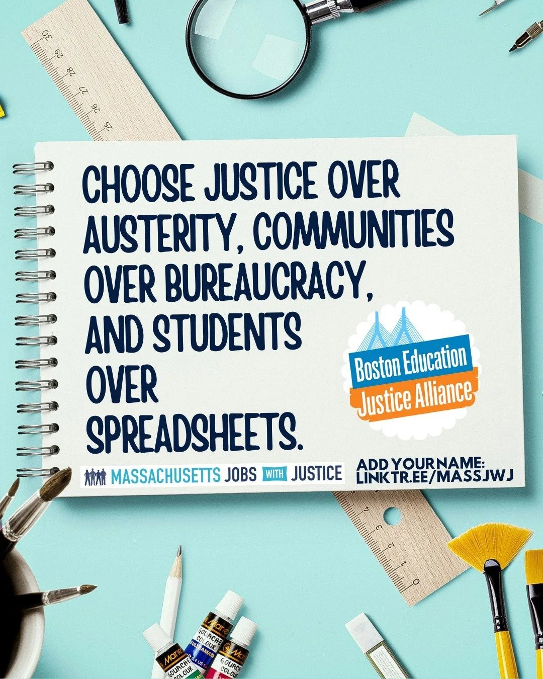 School closures again? Boston deserves better.
Students deserve stability. Families deserve honesty. Educators deserve respect.

Boston Education Justice Alliance  is calling for a FULL STOP on all closures + mergers until the community is at the dec