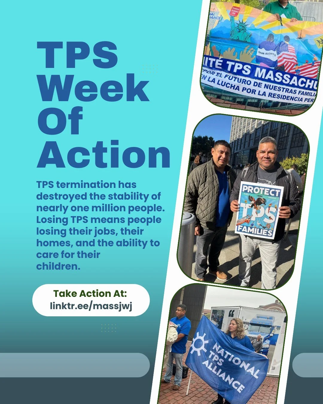 Nearly one million people have lost legal status and work authorization in the past year - the largest de-documentation in modern U.S. history. This is cruel, unjust, and unacceptable.

Only Congress can fix this. TPS holders deserve permanent reside