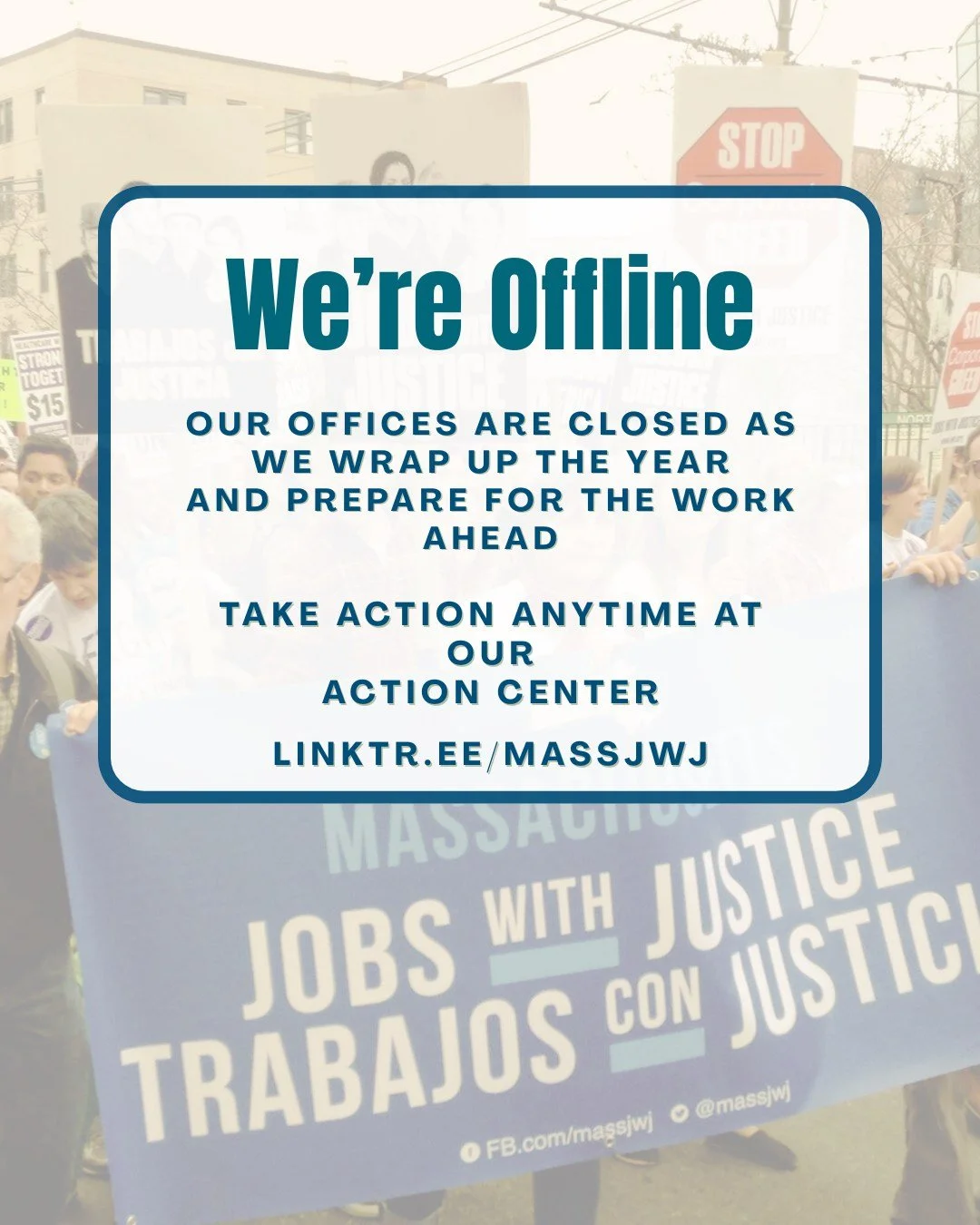 Our offices will be closed for the remainder of 2025.  Our team won't be monitoring messages or emails.  Thank you for your patience as everyone takes some time off of work. 

Thank you to everyone who showed up for each other this past year! Looking
