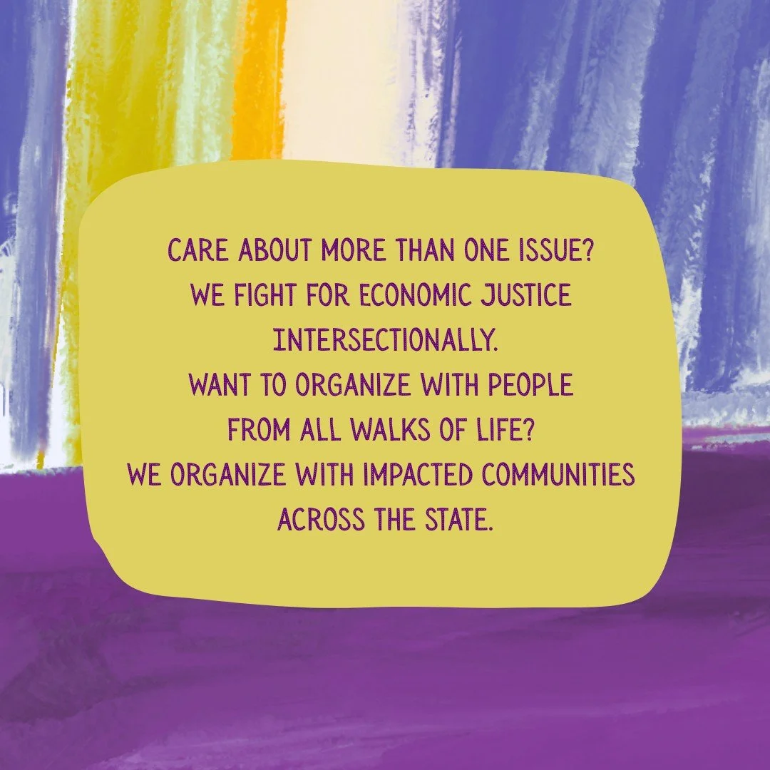 There are so many ways to get involved. 

Part of being a strong coalition is making it easy for folks to plug in. 

Whether you want to find in person or virtual events, take action from home, learn more about 4th amendment workplace organizing, dee