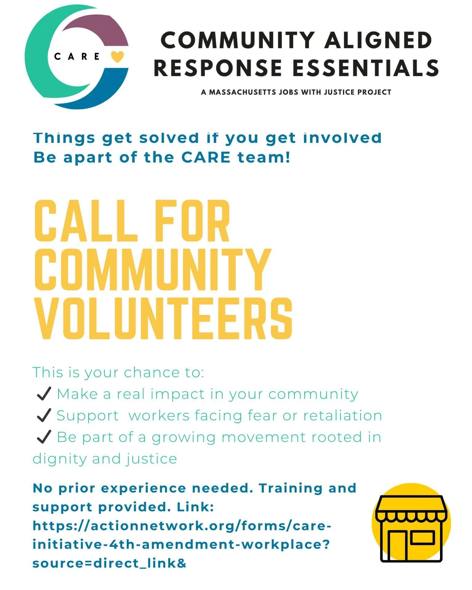 Want to make a real difference in your community?

CARE trains volunteers to:

Understand and share basic rights information☑
Recognize unlawful searches and fake warrants☑
Support neighbors, coworkers, and local businesses☑
Build real power through 
