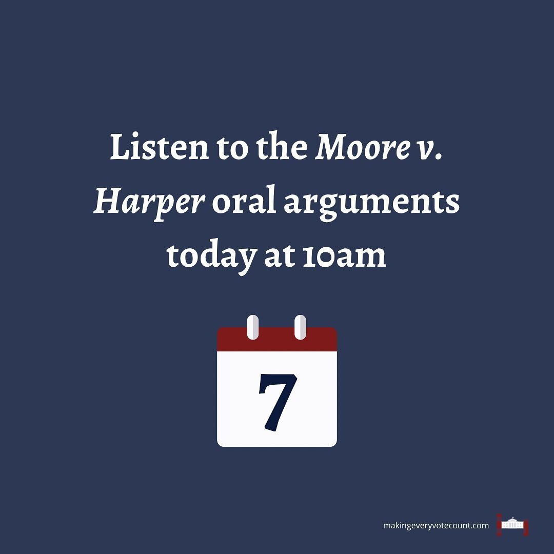 Remember to listen to the Moore v. Harper oral arguments today at 10AM at the link in our bio! #moorevharper #independentstatelegislature #independentstatelegislaturetheory #protectourelections #election #elections