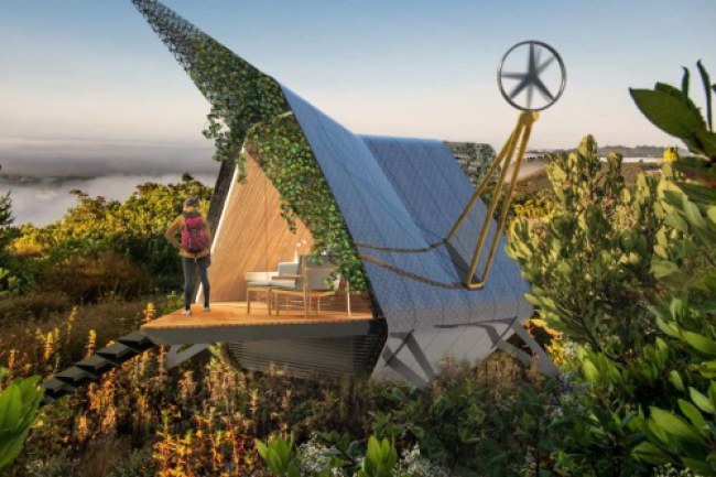 Nhà in 3D sử dụng sợi carbon bền chắc cùng nhôm tái chế. Ảnh: Walden Monterey.