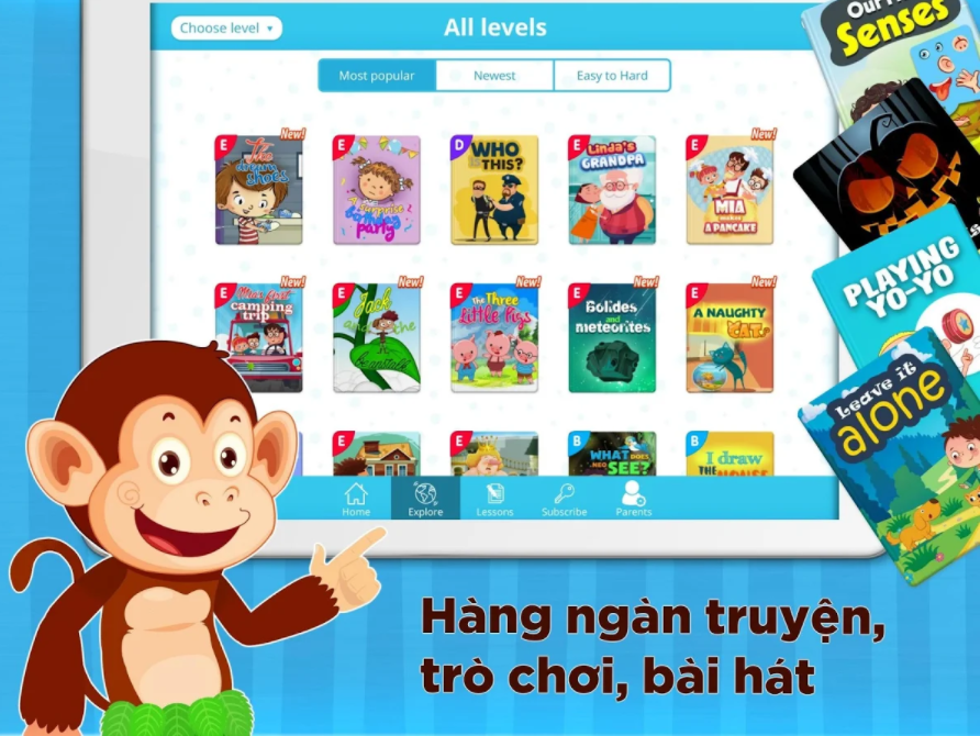 Mã số N2022: Học tiếng Anh qua truyện tranh tương tác cho trẻ em với Monkey Stories