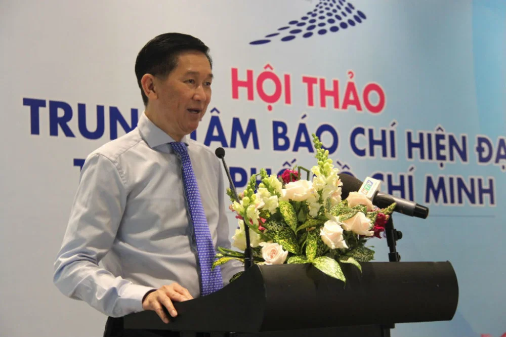Phó Chủ tịch UBND TP.HCM Trần Vĩnh Tuyến phát biểu tại&nbsp;Hội thảo Trung tâm báo chí hiện đại TP