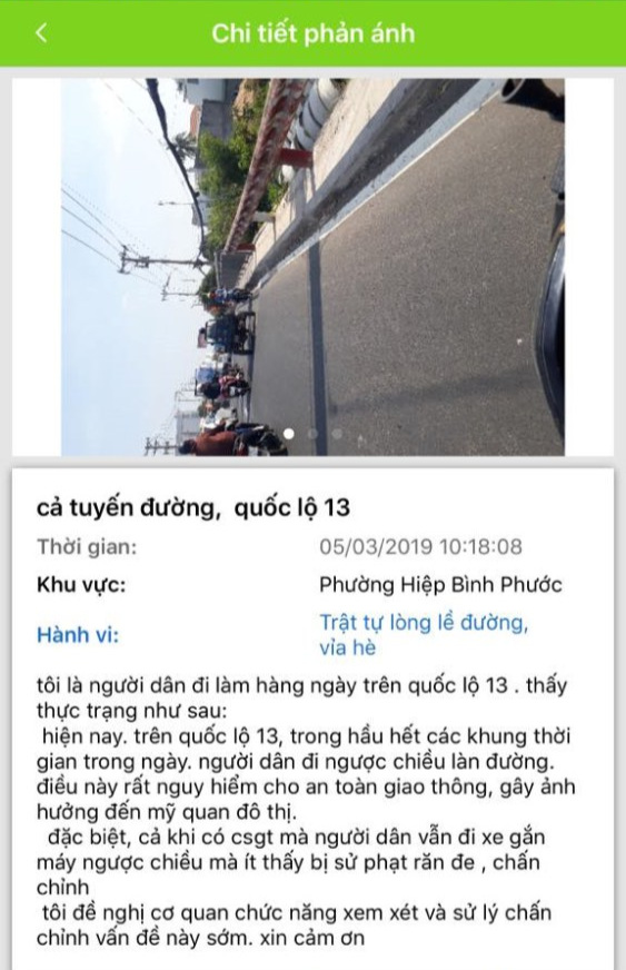 Một người dân phản ánh tuyến đường thường xuyên bị đi ngược chiều