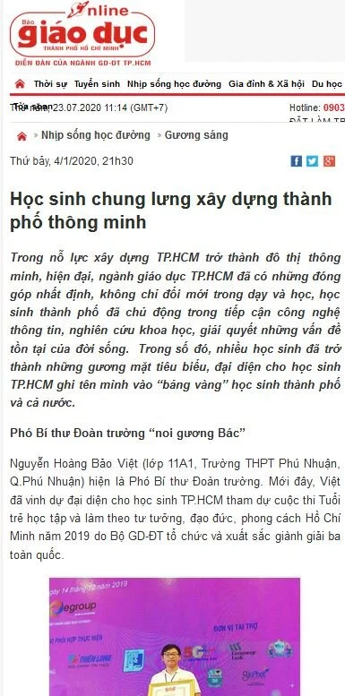 Mã số N3011: Học sinh chung lưng xây dựng thành phố thông minh