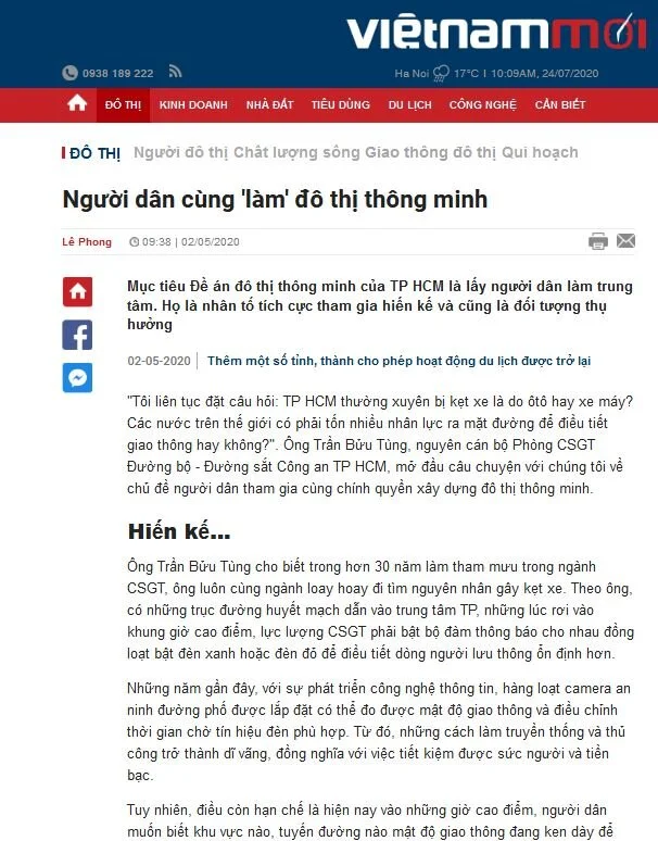 Mã số N3013: Người dân cùng 'làm' đô thị thông minh 