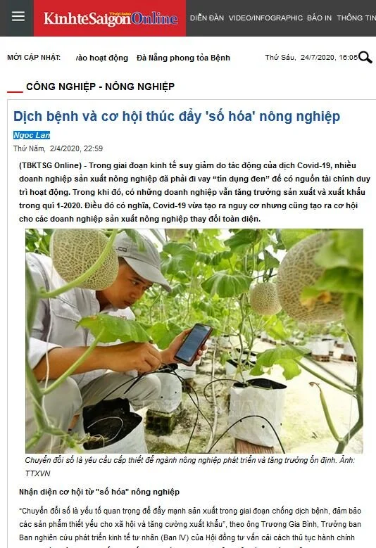 Mã số N3022: Dịch bệnh và cơ hội thúc đẩy 'số hóa' nông nghiệp