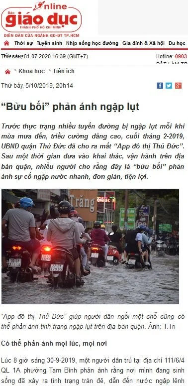 Mã số N3025: “Bửu bối” phản ánh ngập lụt