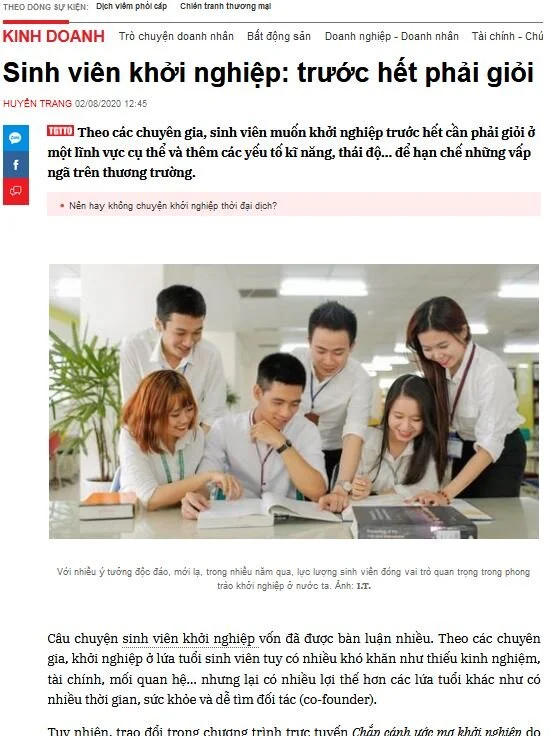 Mã số N3034: Sinh viên khởi nghiệp: trước hết phải giỏi