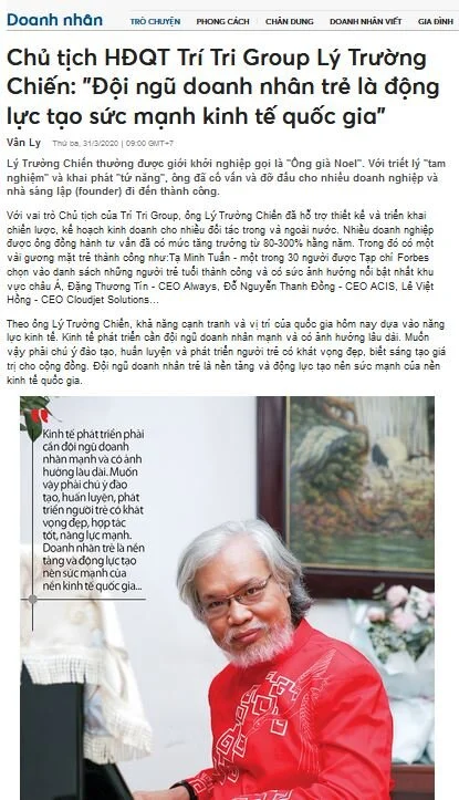 Mã số N3045: Chủ tịch HĐQT Trí Tri Group Lý Trường Chiến: "Đội ngũ doanh nhân trẻ là động lực tạo sức mạnh kinh tế quốc gia"