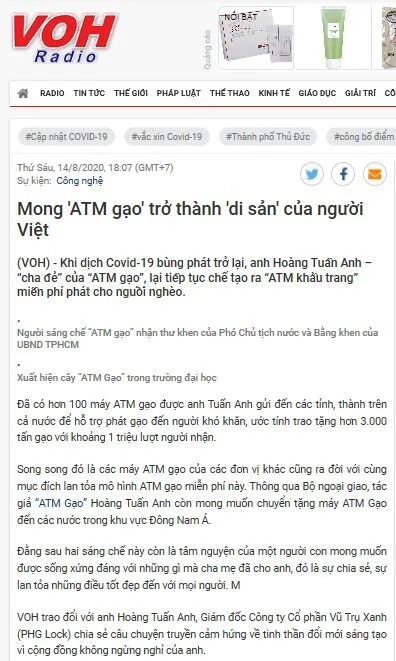 Mã số N3053: Cha đẻ của "ATM gạo" và 5 dự án sáng tạo xã hội của học sinh được khen ngợi trên VOH