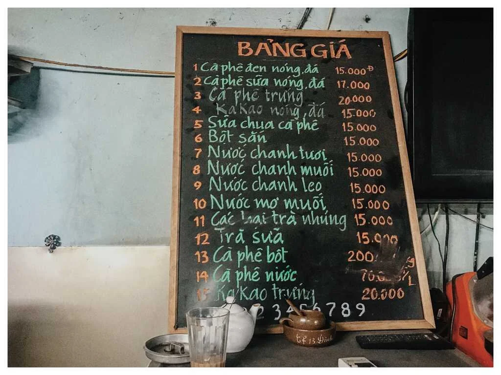  Cách định giá bán cho thực đơn - menu quán cà phê
