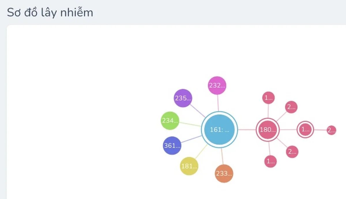 Sơ đồ lây nhiễm thể hiện mối quan hệ/tiếp xúc giữa các ca bệnh.