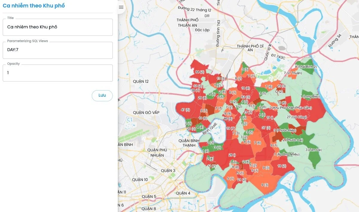 Thống kê số ca nhiễm phát sinh trong vòng 7 ngày theo Khu phố .