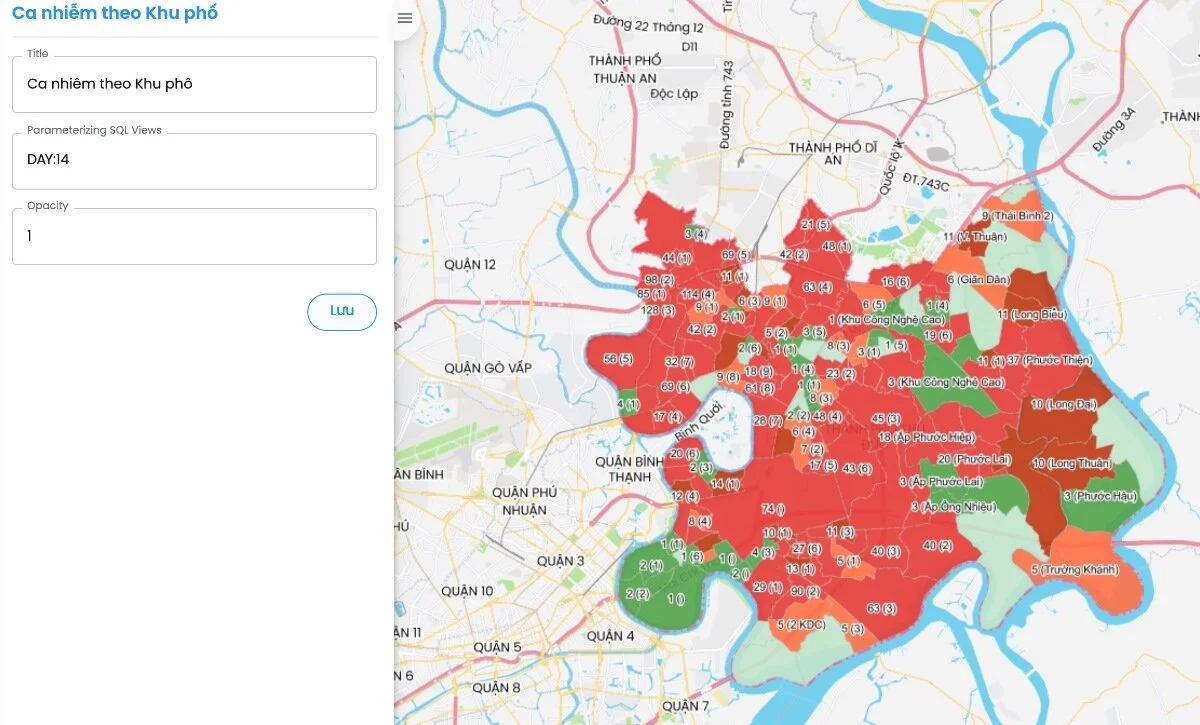 Thống kê số ca nhiễm phát sinh trong vòng 14 ngày theo Khu phố.