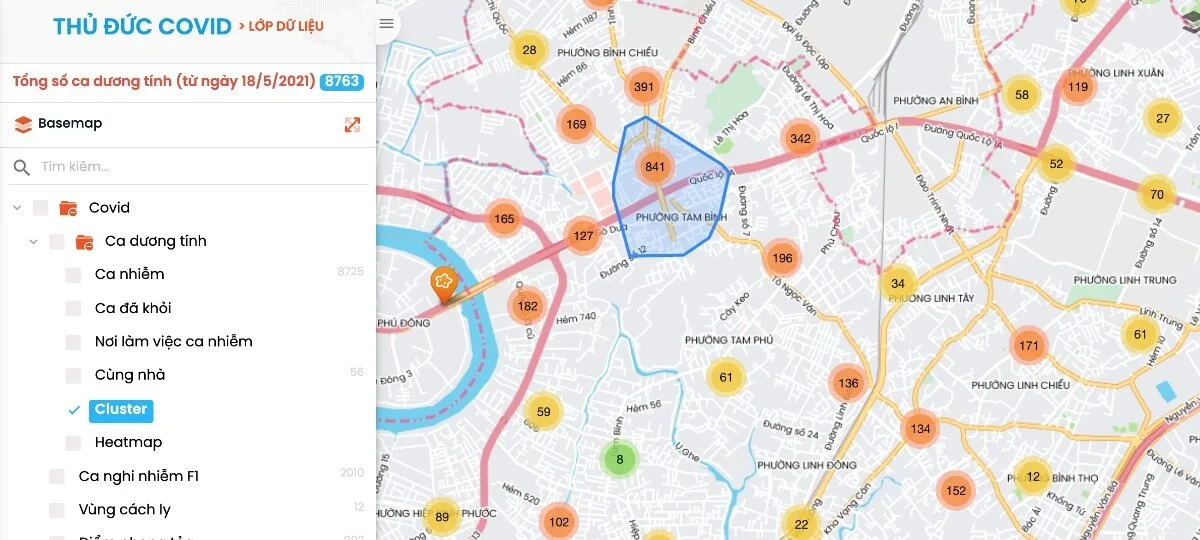 Chức năng khoanh vùng hỗ trợ phát hiện các ca lân cận làm cơ sở đánh giá mức độ lây lan của dịch bệnh Covid-19.