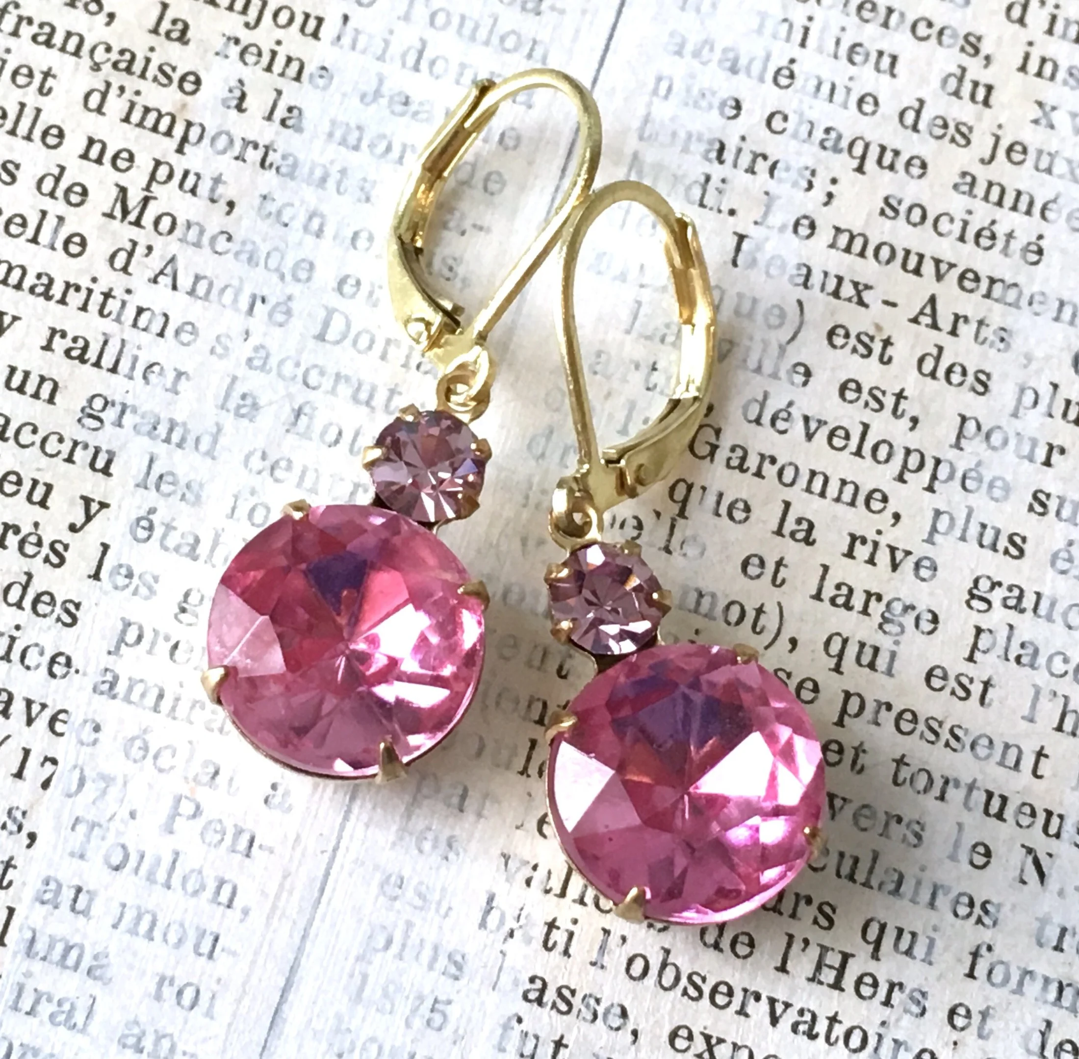 Vintage Rhinestone Earrings | Shades of Pink