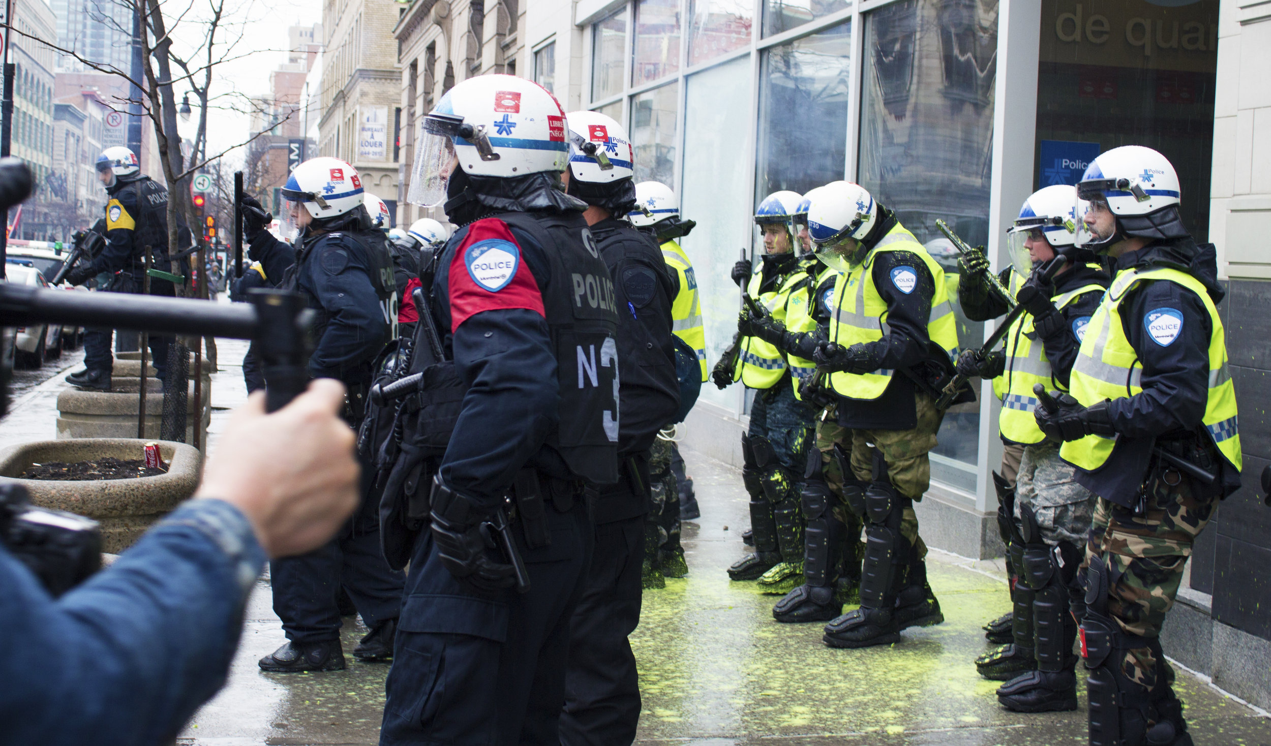  Police Station attacked by protesters throwing paint during an anticapitalist Mayday demonstration (May 1 2016) 