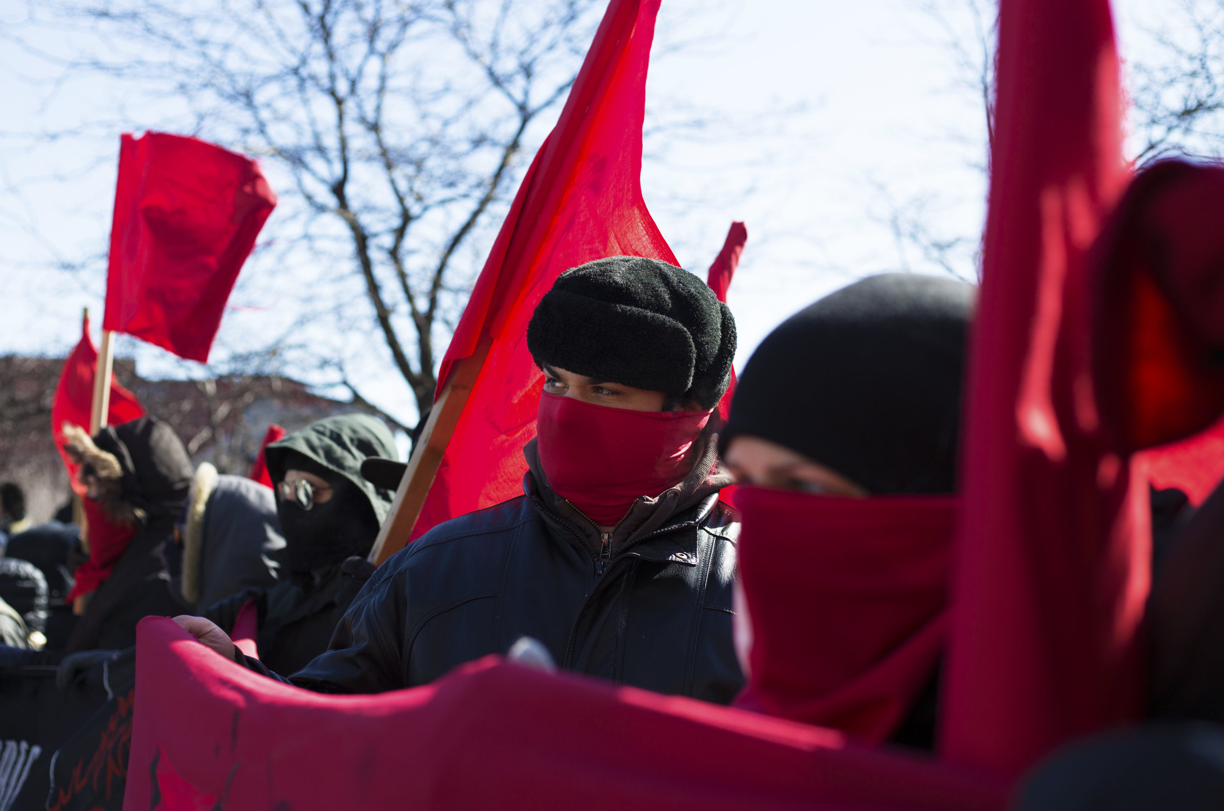  Masked protester at a demonstration against fascism (March 4 2017) 