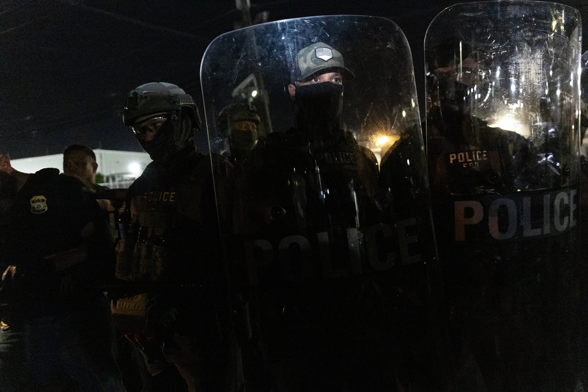  ICE agents confront a protest outside ICE’s Delaney Hall Detention Center. Newark, New Jersey. June 5, 2026. William Wilson.  