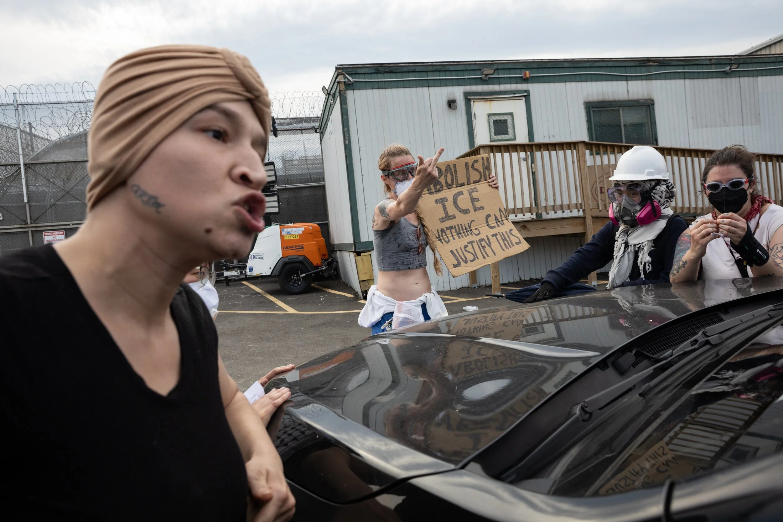  Demonstrators outside Delaney Hall Detention Center. Newark, New Jersey. June 6, 2026. William Wilson. 