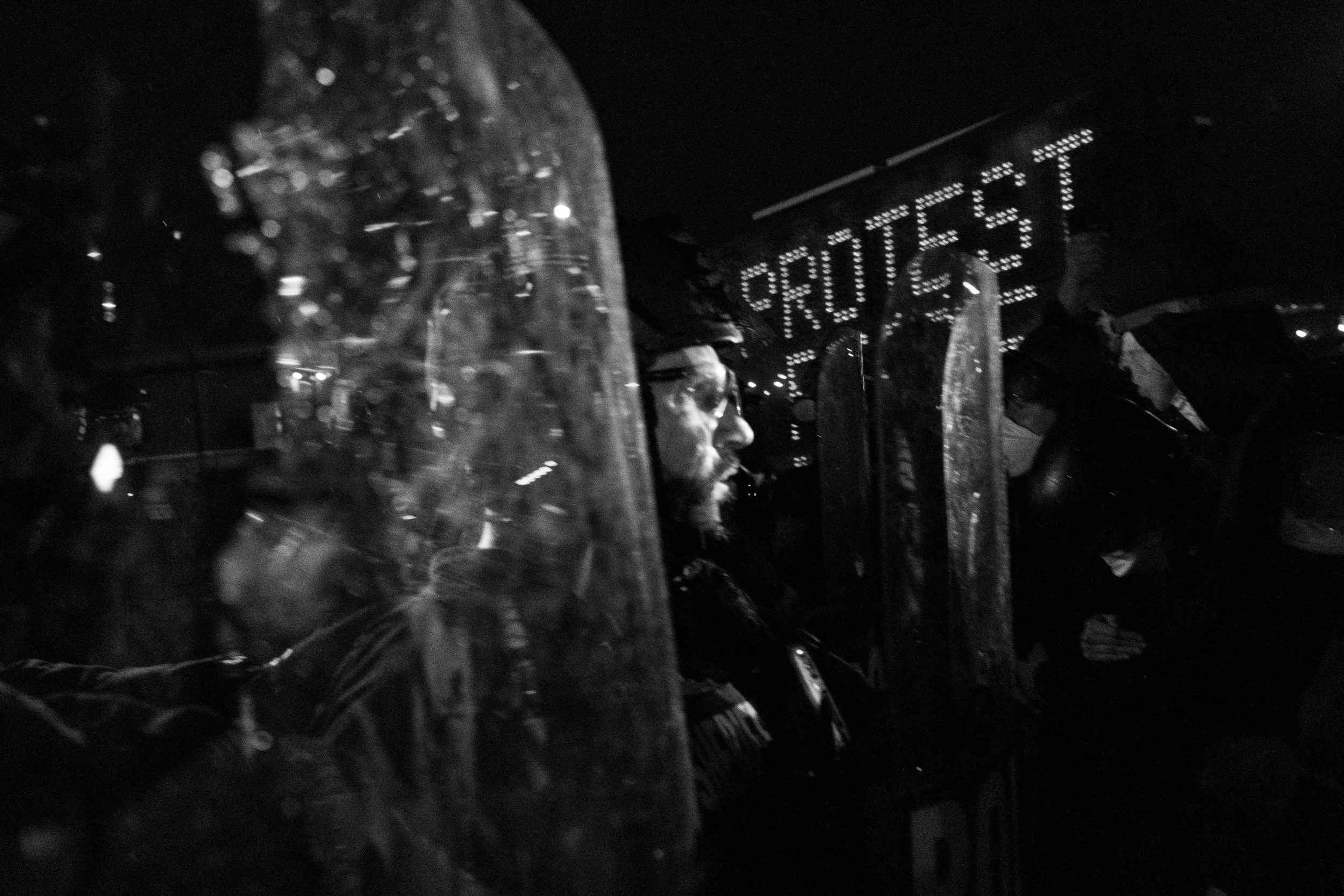  Newark PD riot police at a protest outside ICE’s Delaney Hall Detention Center. Newark, New Jersey. June 6, 2026. William Wilson.  