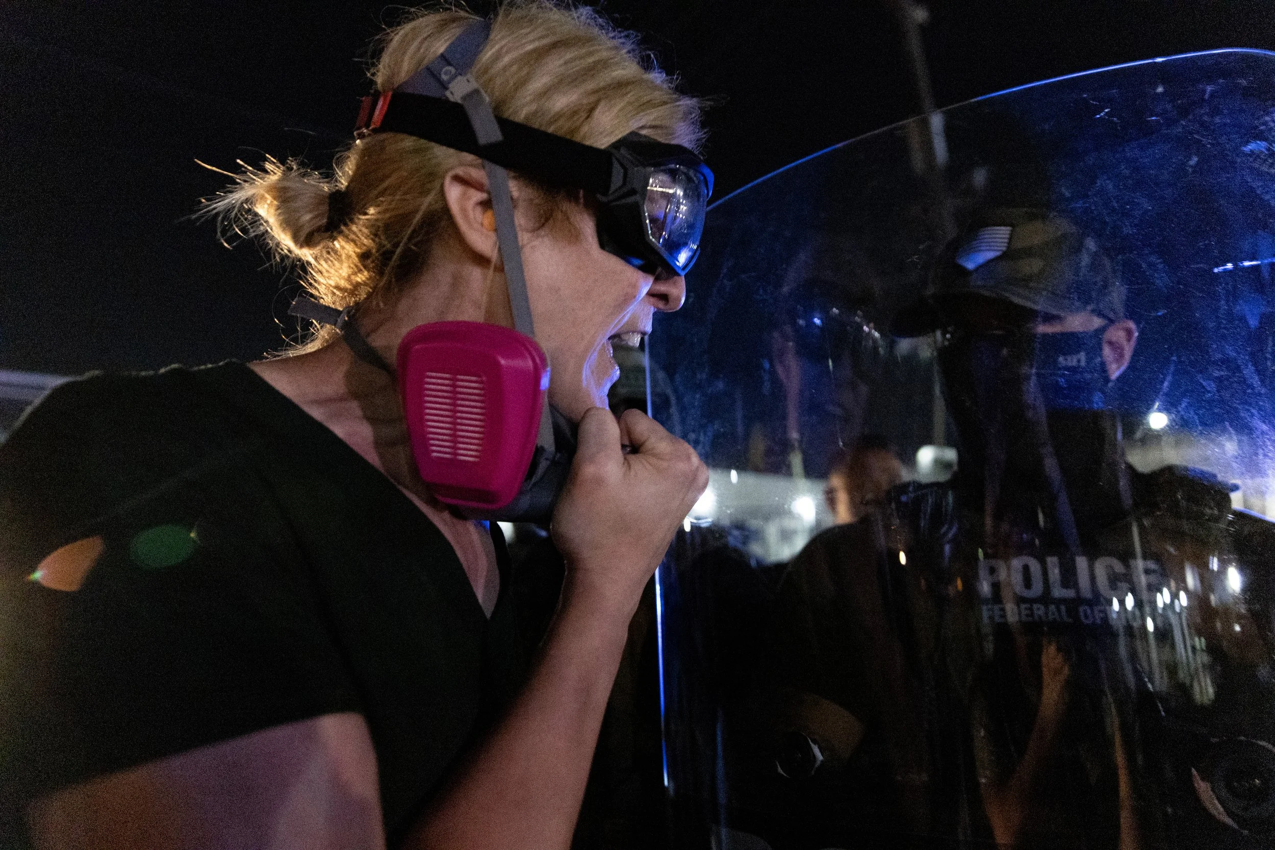  Protesters confront ICE agents outside ICE’s Delaney Hall Detention Center. Newark, New Jersey. June 5, 2026. William Wilson.  