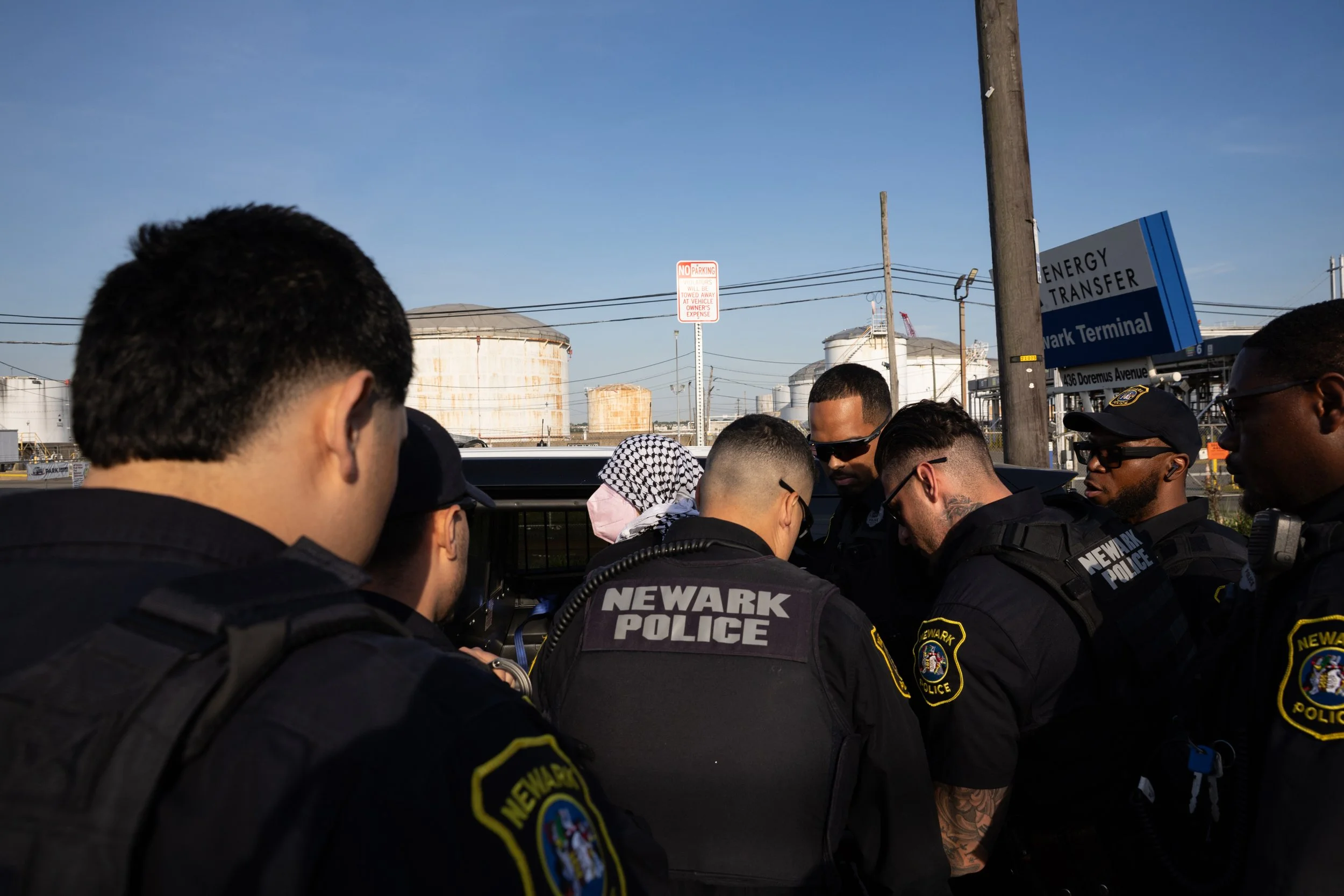  A demonstrator is arrested after being hit by a GEO Group employees vehicle outside ICE’s Delaney Hall Detention Center. Newark, New Jersey. June 5, 2026. William Wilson.  