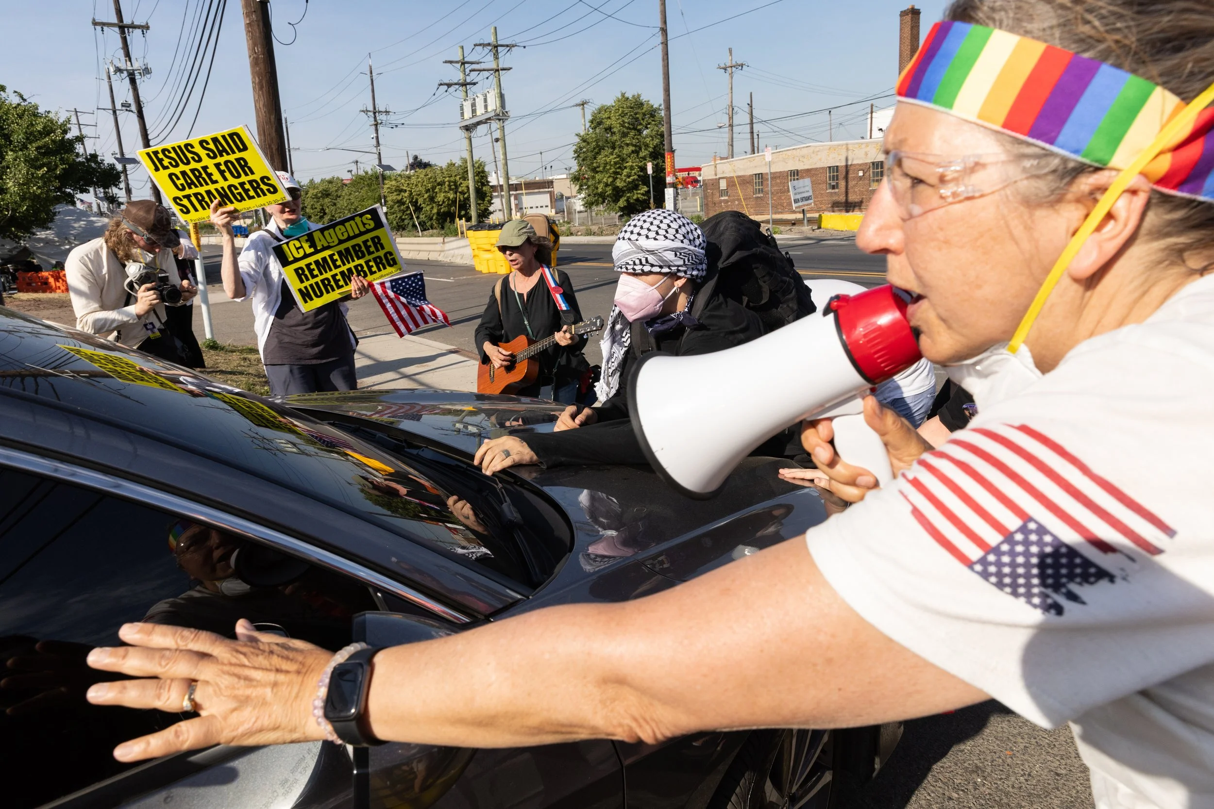  Demonstrators picketing outside ICE’s Delaney Hall Detention Center. Newark, New Jersey. June 5, 2026. William Wilson. 