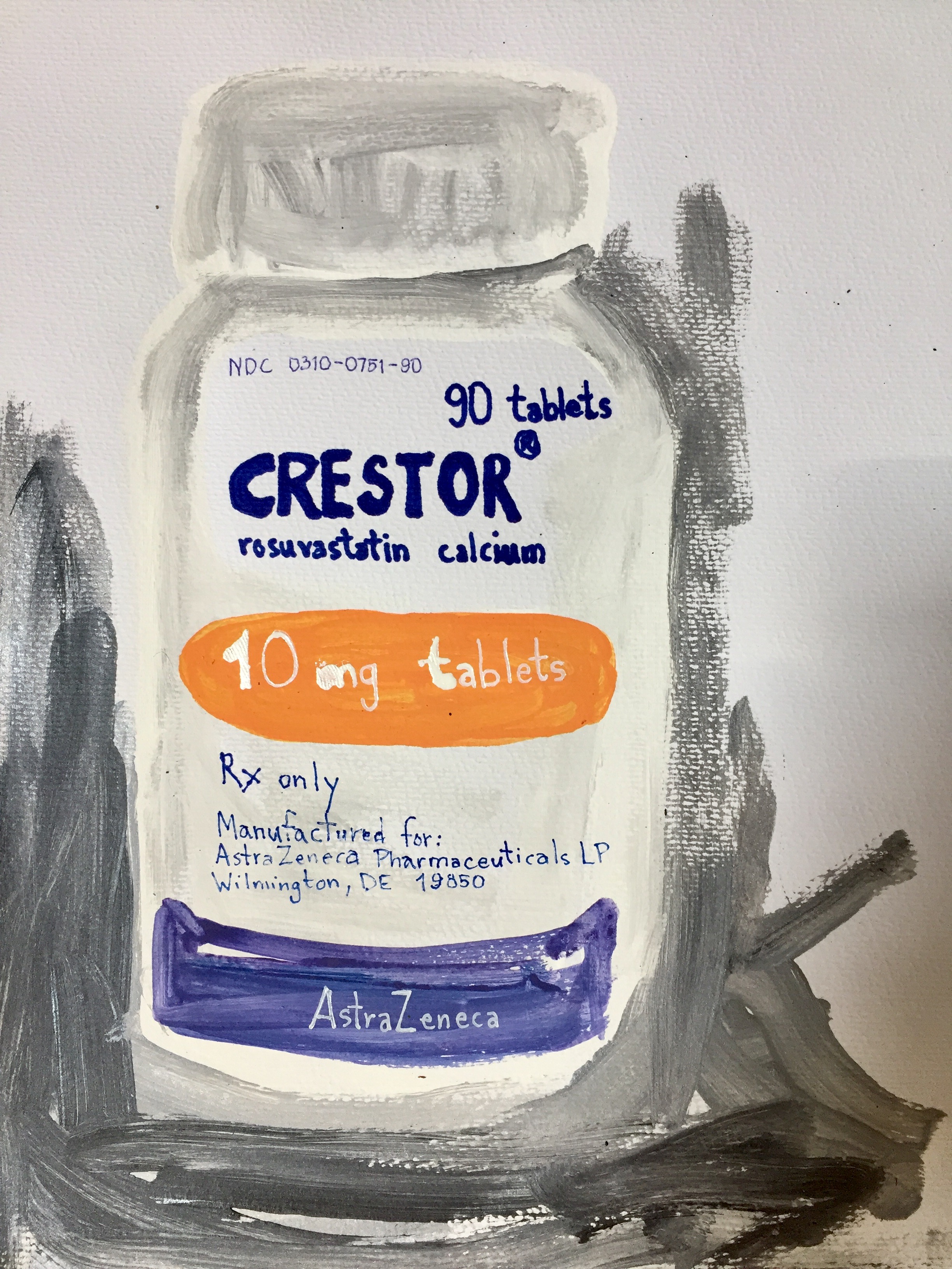 PHARMA SERIES: CRESTOR-acrylic on paper-2017 $150