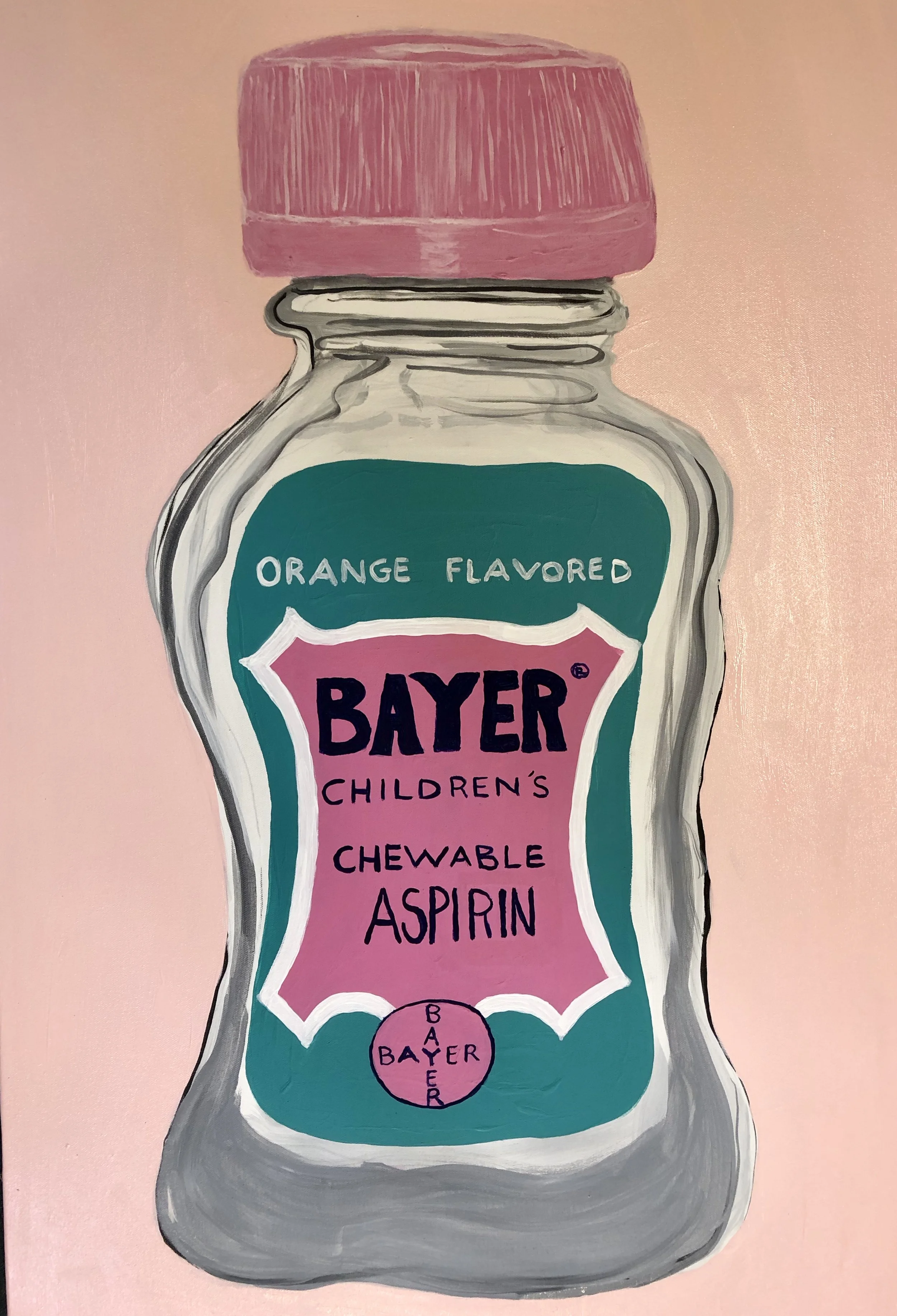 OVER THE COUNTER SERIES-BAYER BABY ASPIRIN-ACRYLIC ON CANVAS-2018 -$3000