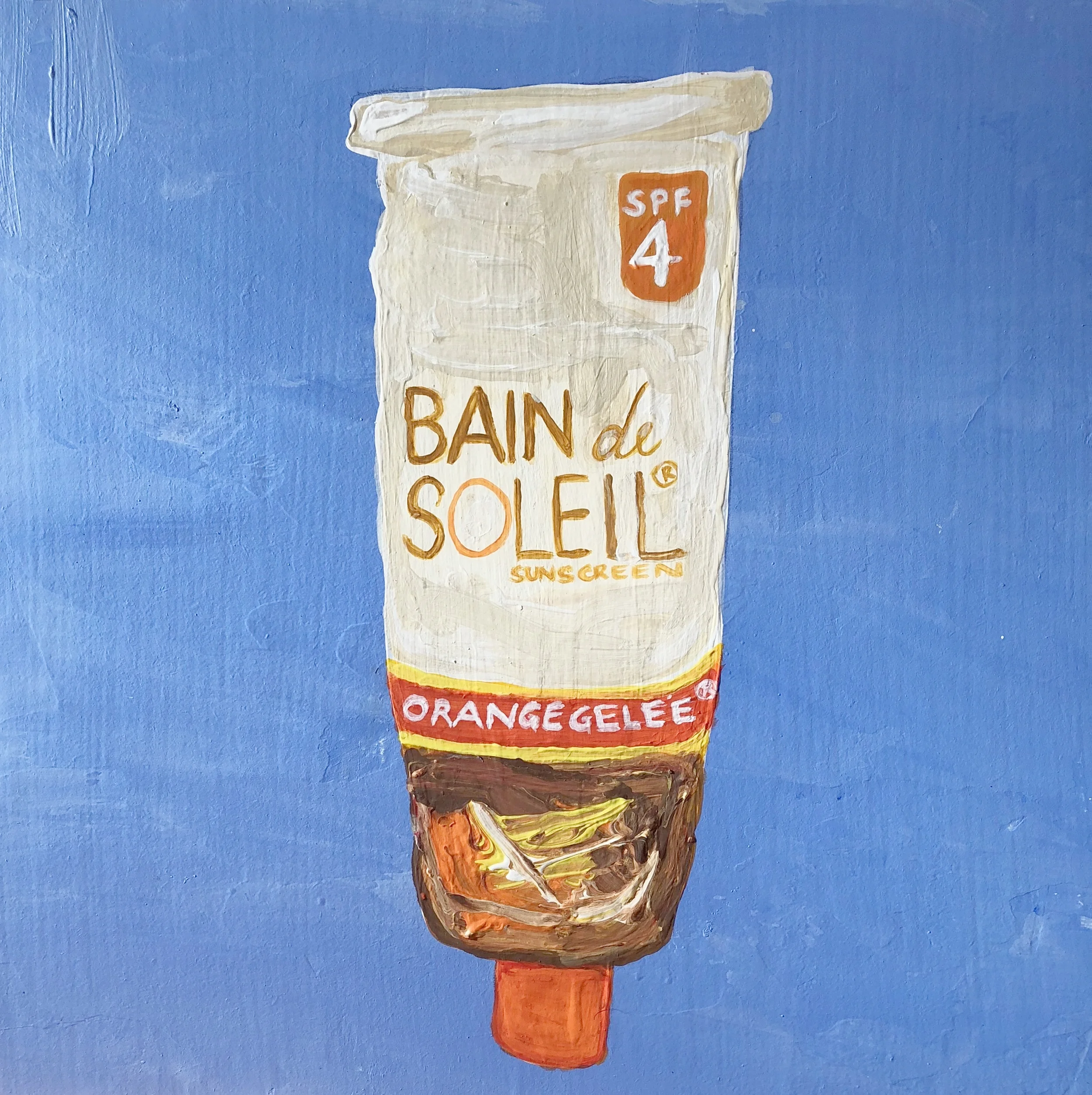 SUMMER FUN SERIES:ORANGE GELEE' 12" X 12" ACRYLIC ON MASONITE BOARD- 2018. SOLD