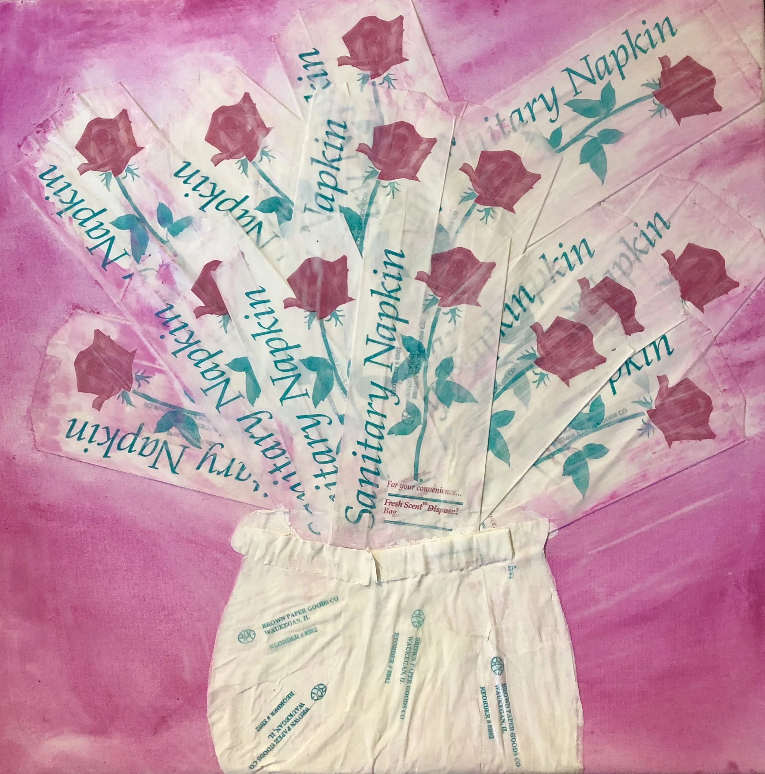 SUMMER FUN SERIES: BOUQUET OF ROSES-MIXED MEDIA COLLAGE-22"X 22" 2018-$350