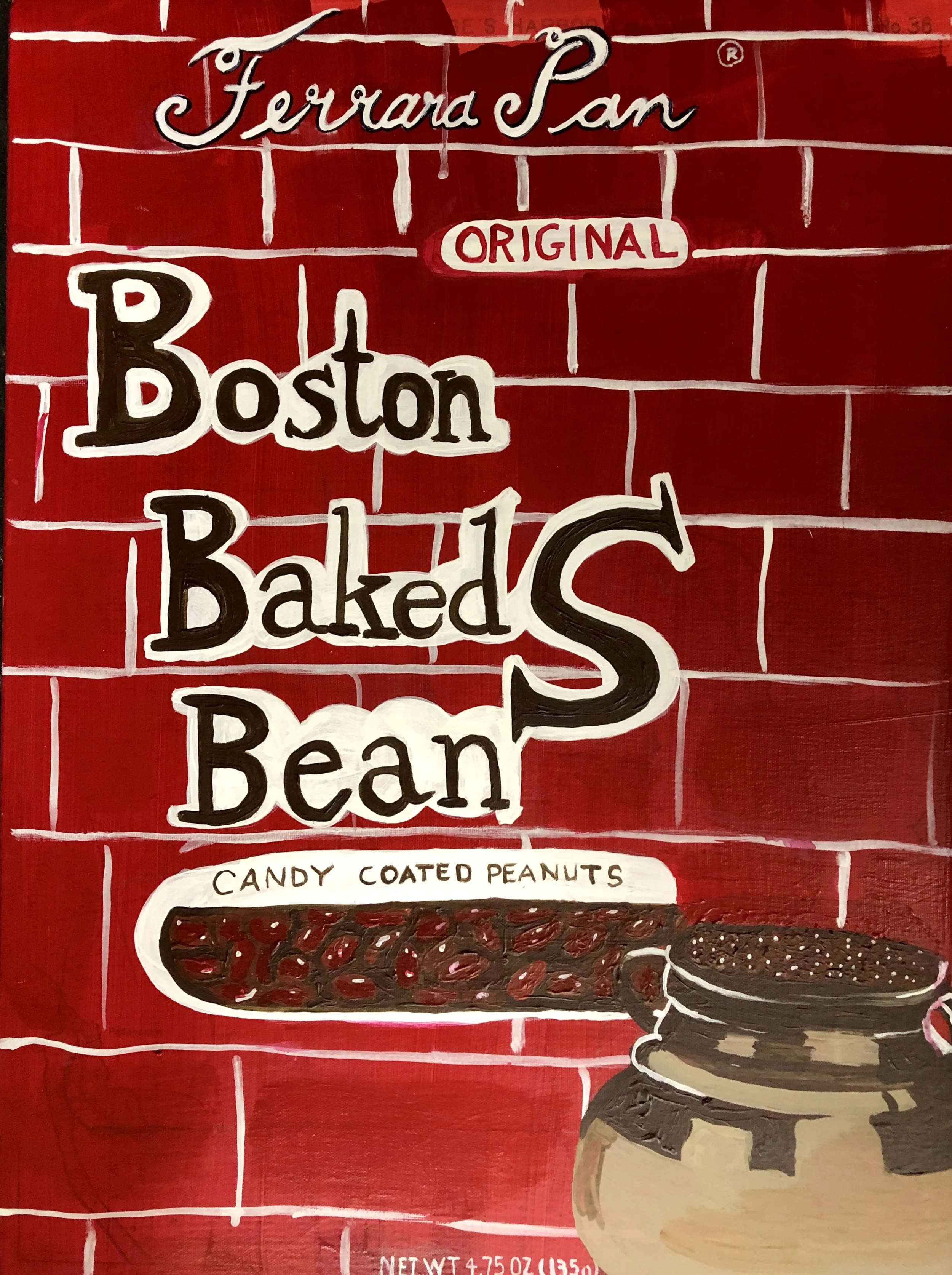 CAMBRIDGE CANDY SERIES-BOSTON BAKED BEANS (CANDY)-ACRYLIC ON CANVAS-18” X 24”-2019-$450