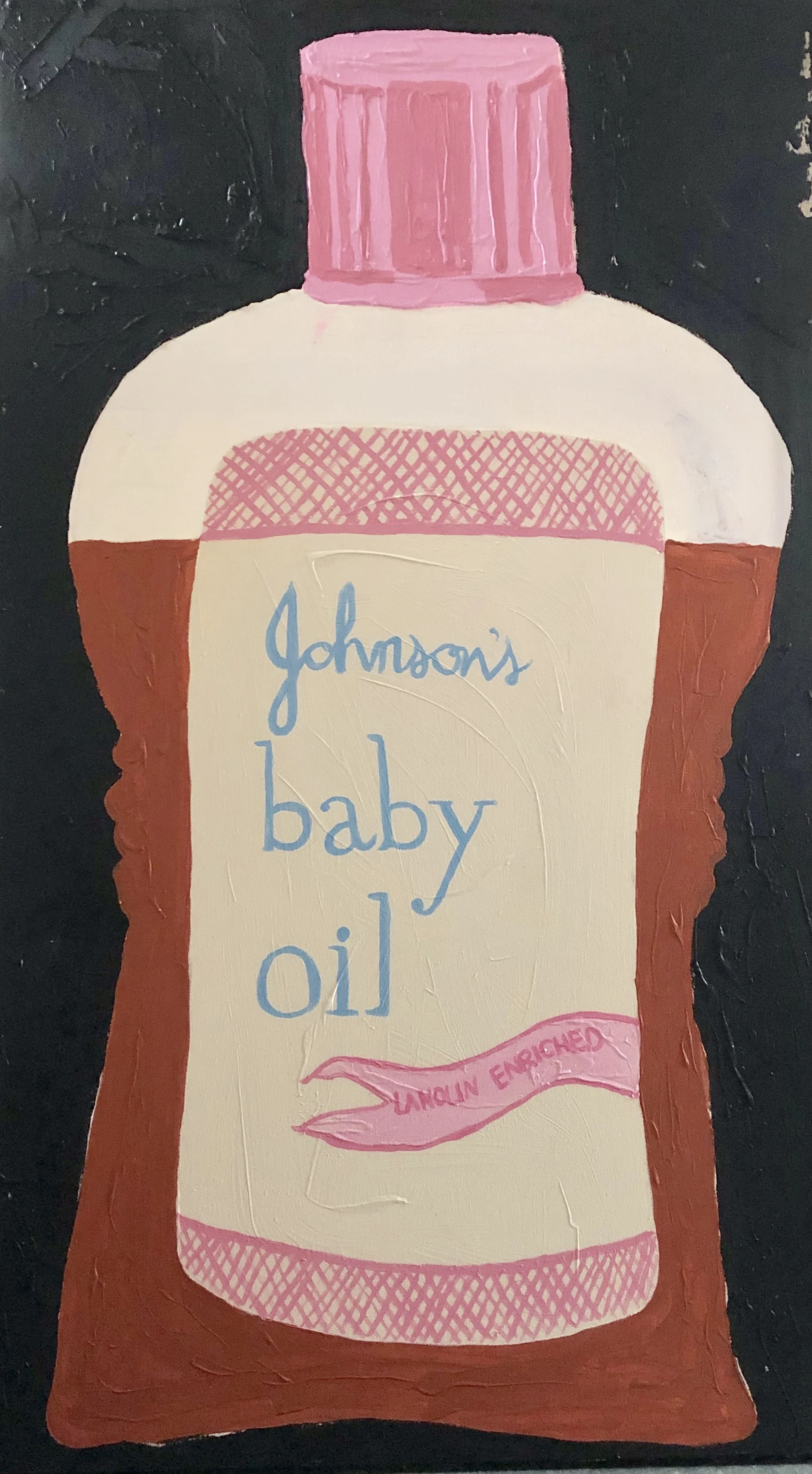 SUMMER FUN SERIES-TAR BEACH/JOHNSON’S BABY OIL WITH IODINE-34” X 60”-ACRYLIC-2018